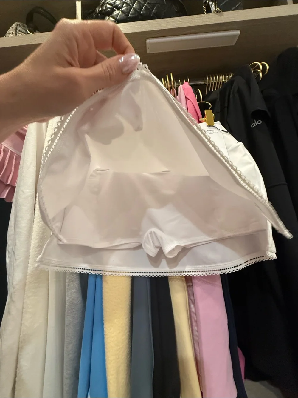 ALO Yoga White Circle Skirt with Lace Trim